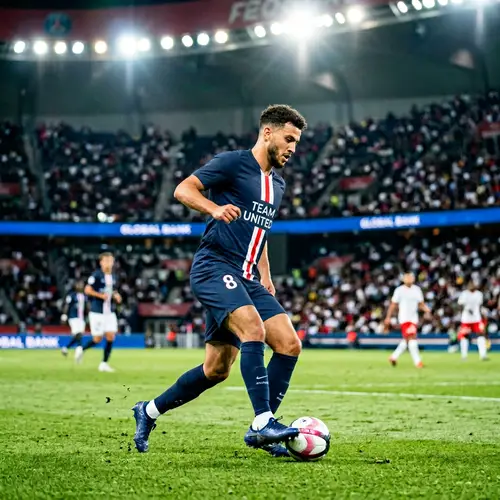Moroccan Football Player in Paris Saint-Germain-inspired Uniform