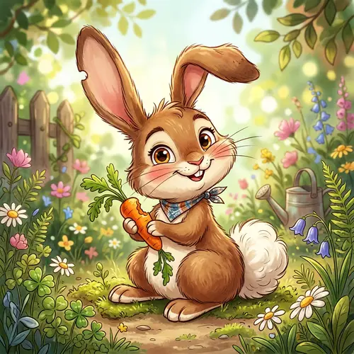 Charming Cartoon Rabbit with Unique Personality - Playful and Expressive