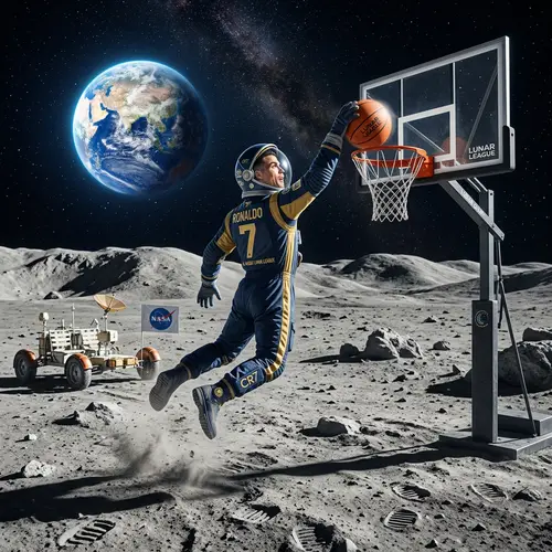 Cristiano Ronaldo Playing Basketball on the Moon
