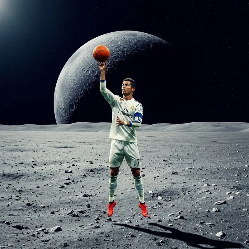 Cristiano Ronaldo Playing Basketball on the Moon