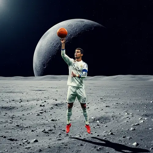 Cristiano Ronaldo Playing Basketball on the Moon