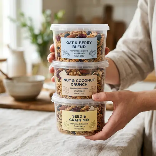 Homemade Granola Stack - Minimalist Product Photo