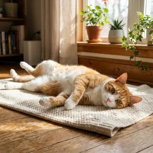 Serene Orange and White Domestic Cat Resting Lazily