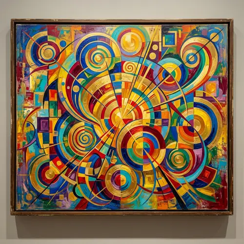 Colorful Abstract Painting Inspired by Early 20th Century Art