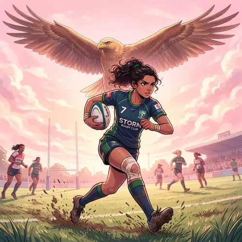 Anime Rugby Girl Player with Majestic Eagle - iPhone Wallpaper