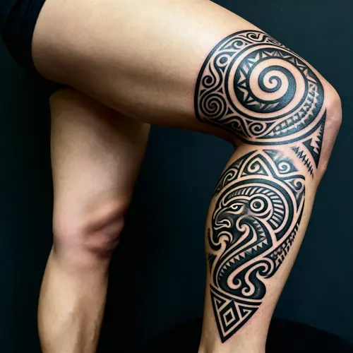 Unique Maori Tattoo Design for Leg with Deep Meanings