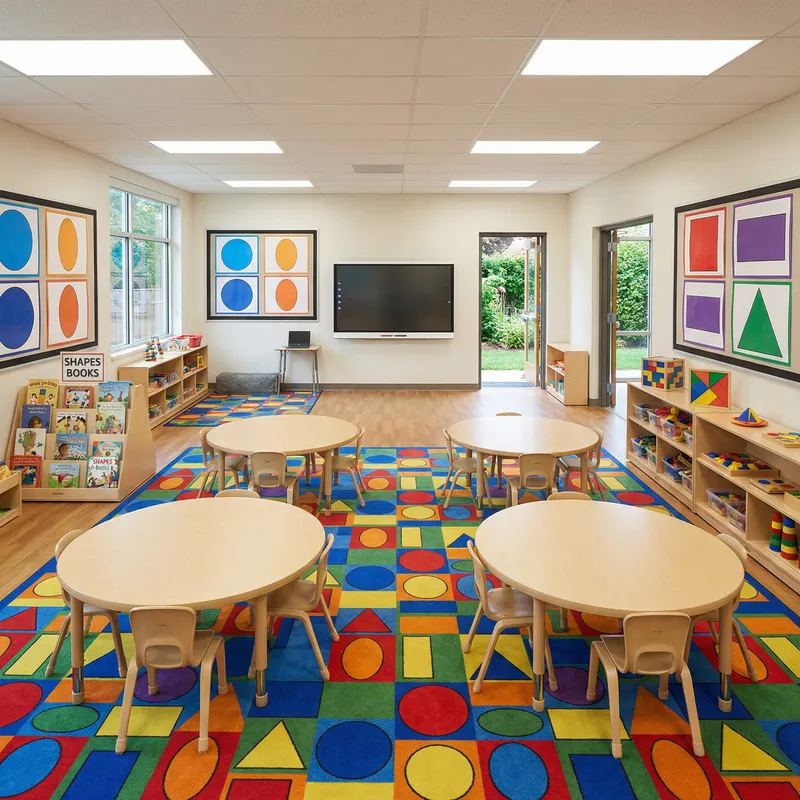 Interactive Classroom Design with Shapes, Books, and Technology