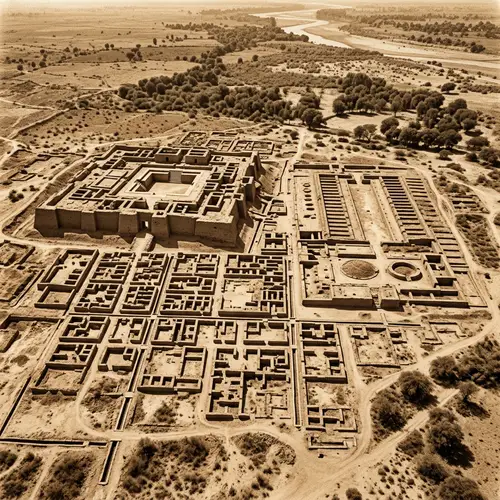 Harappa Civilization Archaeological Ruins Aerial View
