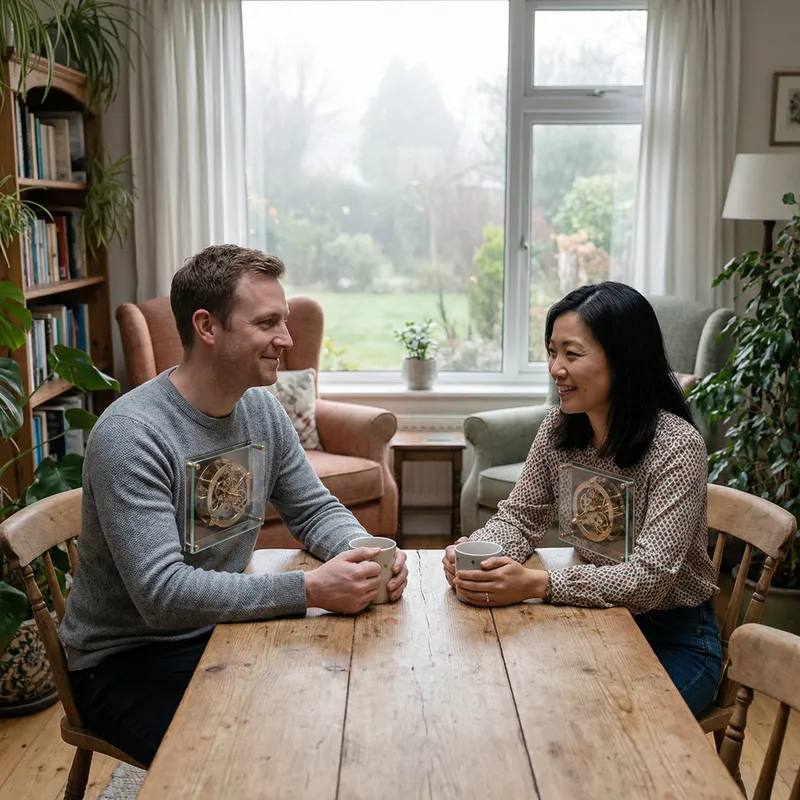 Clockwork Love: Surreal Meeting of Man and Woman