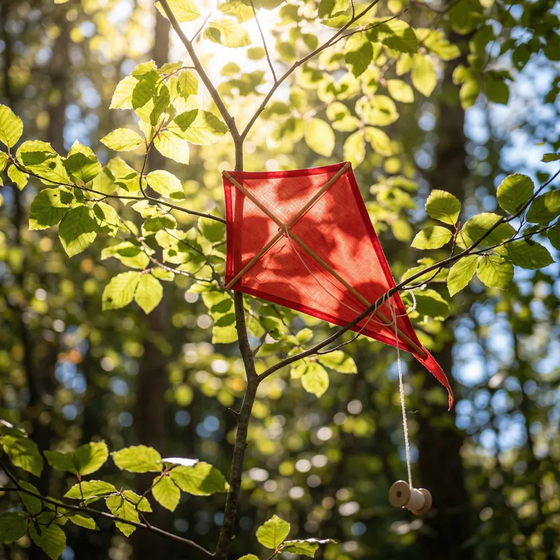 Red Kite Caught in Tree Branch - Nature's Beauty