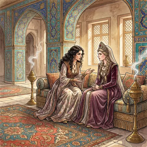 Safavid Court Women in Intense Conversation
