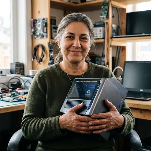 High-Speed Modern Computer System Held by Gracious Hands