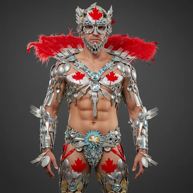 Unique Male Costume Design with Repurposed Materials