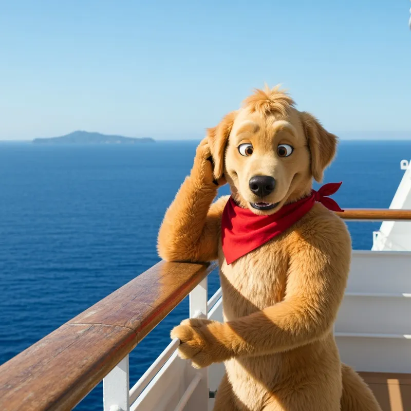 Golden Retriever on Cruise: Anthro Style Photo