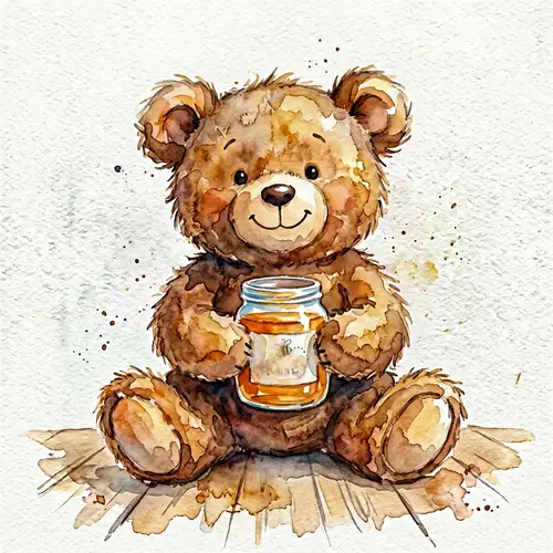 Cute Watercolor Stuffed Bear Toy for Kids