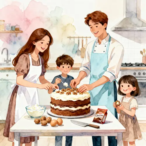 Cozy Family Moments in the Kitchen | Watercolor Art