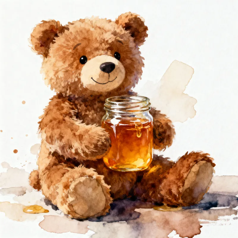Cute Watercolor Stuffed Bear Toy for Kids