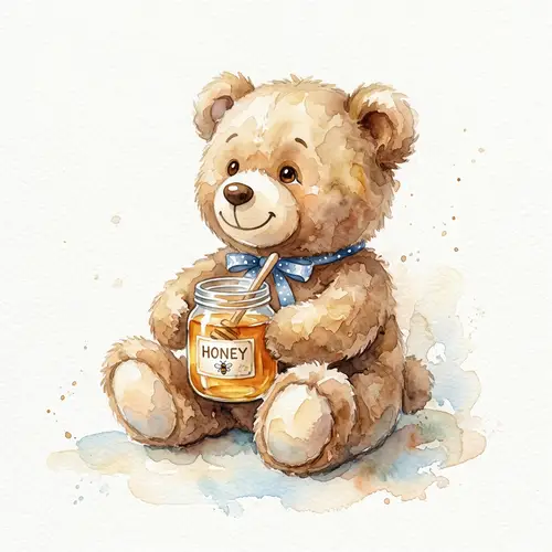 Adorable Watercolor Stuffed Bear Toy