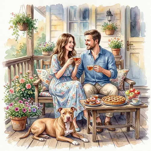 Cozy Porch Moments: A Happy Couple's Tea Time