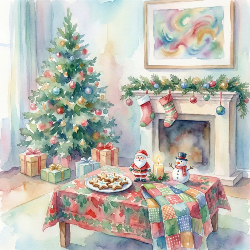 Cozy Christmas Living Room with Decorated Tree