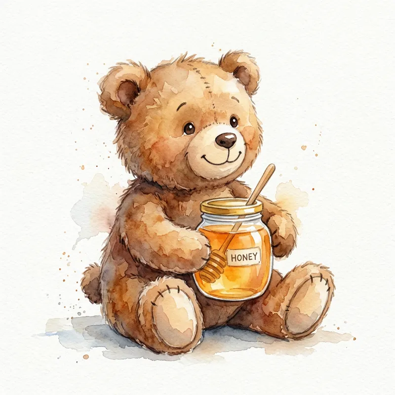Beautiful Stuffed Bear Watercolor Painting Beautiful Stuffed Bear Watercolor Painting