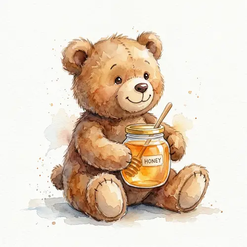 Beautiful Stuffed Bear Watercolor Painting