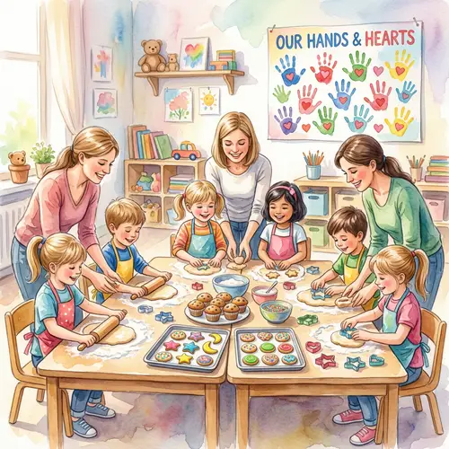 Joyful Kindergarten Scene with Kids and Teachers