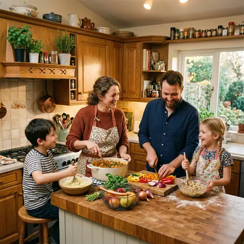 Joyful Family Baking Together in a Cozy Kitchen