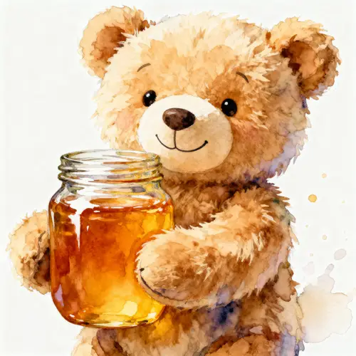 Adorable Fluffy Bear Watercolor Art Print