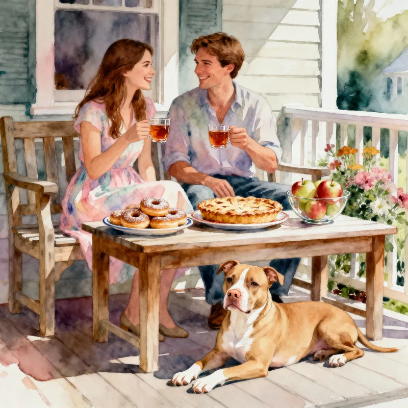 Cozy Porch Moments: A Happy Couple's Tea Time