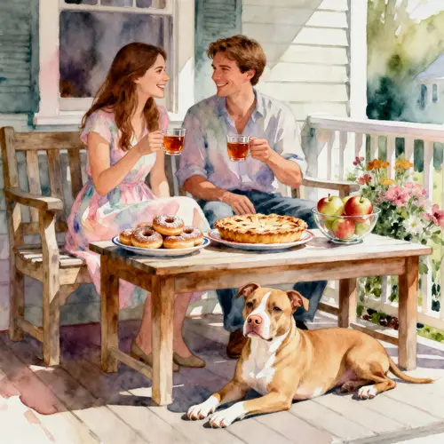 Cozy Porch Moments: A Happy Couple's Tea Time