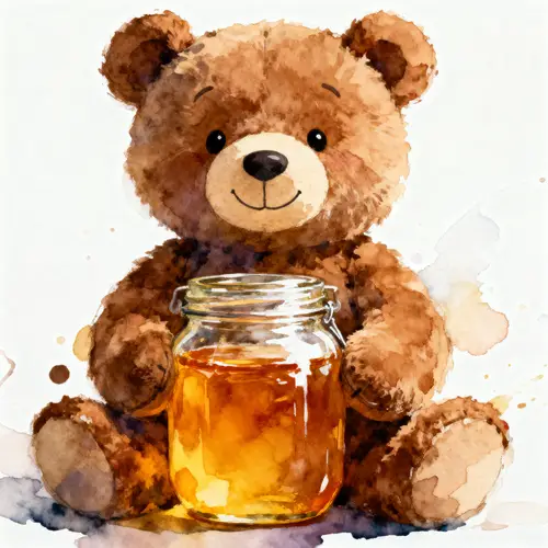 Cute Brown Stuffed Bear Toy with Honey Jar
