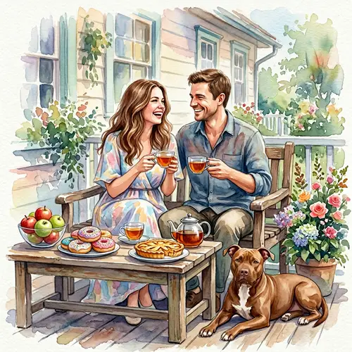 Cozy Porch Scene: Happiness in Watercolor