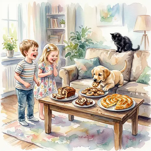 Joyful Living Room Moments with Kids and Pets