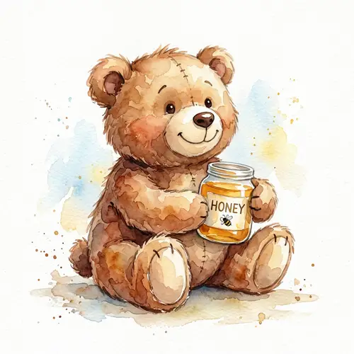 Adorable Stuffed Bear Toy Watercolor Art