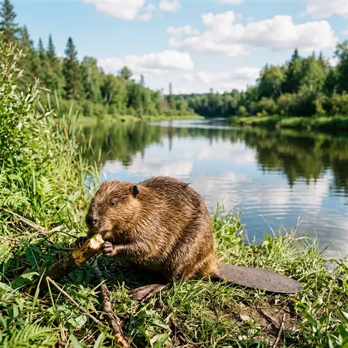 Castor: Nature's Busy Beaver in a Serene Scene