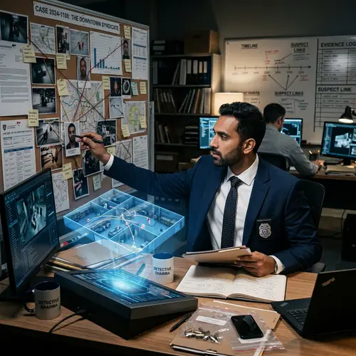 Professional South Asian Investigator Officer Solving Complex Case