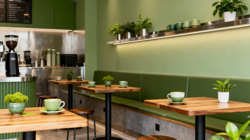 Chill Metal Matcha Cafe - Cozy & Convenient Design