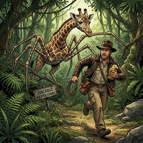 Escape Indiana Jones | Spider-Giraffe Zoochosis Adventure