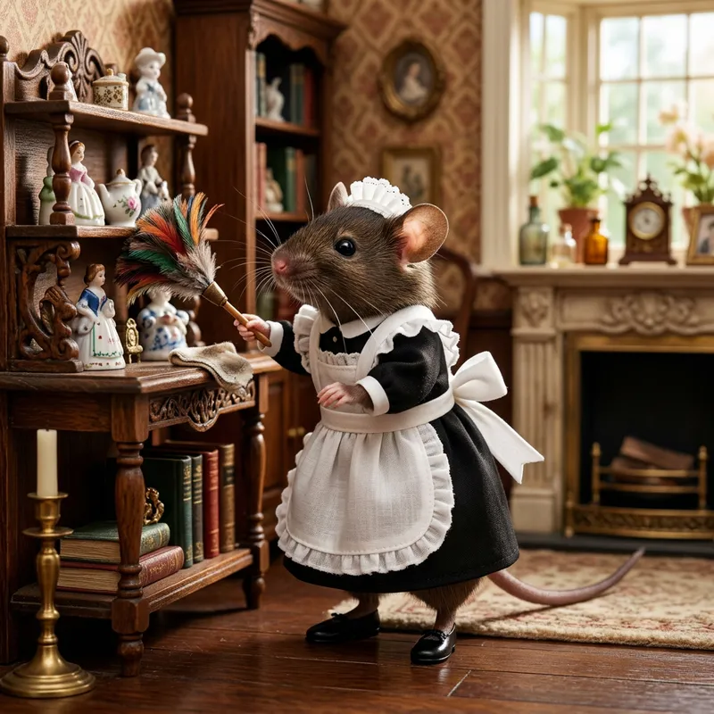 Charming Male Mouse in Maid Costume