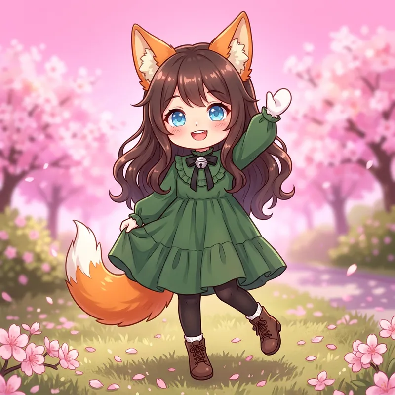 Cute Chibi Anime Fox Girl - Adorable Art