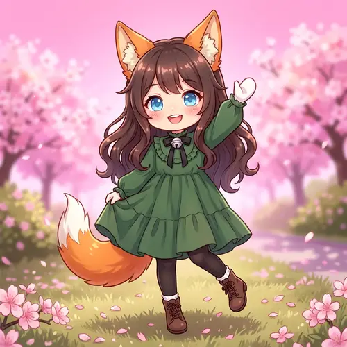 Cute Chibi Anime Fox Girl - Adorable Art