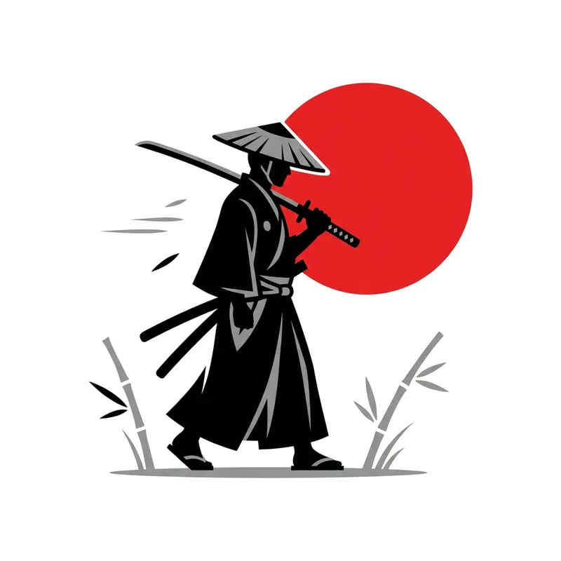 Ronin Minimalist Icon | Red Black Grey White
