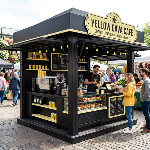 Robust 3x2x2.3m Black Business Stall with Light Yellow Accents