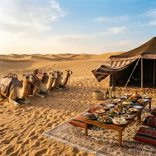 Enchanting Desert Feast with Camels in Dubai