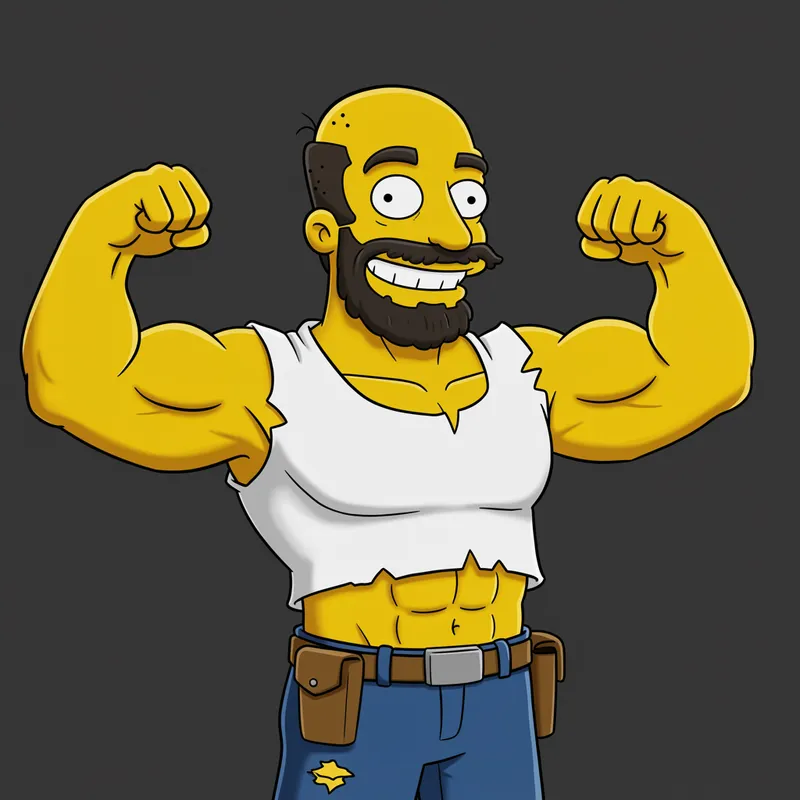 Muscular Construction Worker Cartoon Art