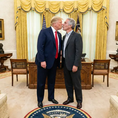 Trump Kissing Epstein in the Oval Office