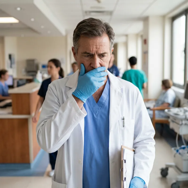 Male Doctor Covering Mouth Image