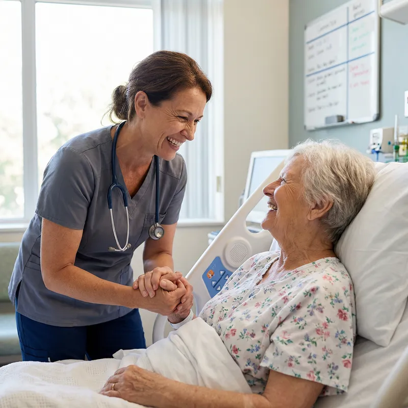 Caring Nurse in Hospital: Smiling & Engaging Caring Nurse in Hospital: Smiling & Engaging