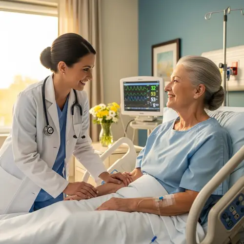 Caring Nurse in Hospital: Smiling & Engaging